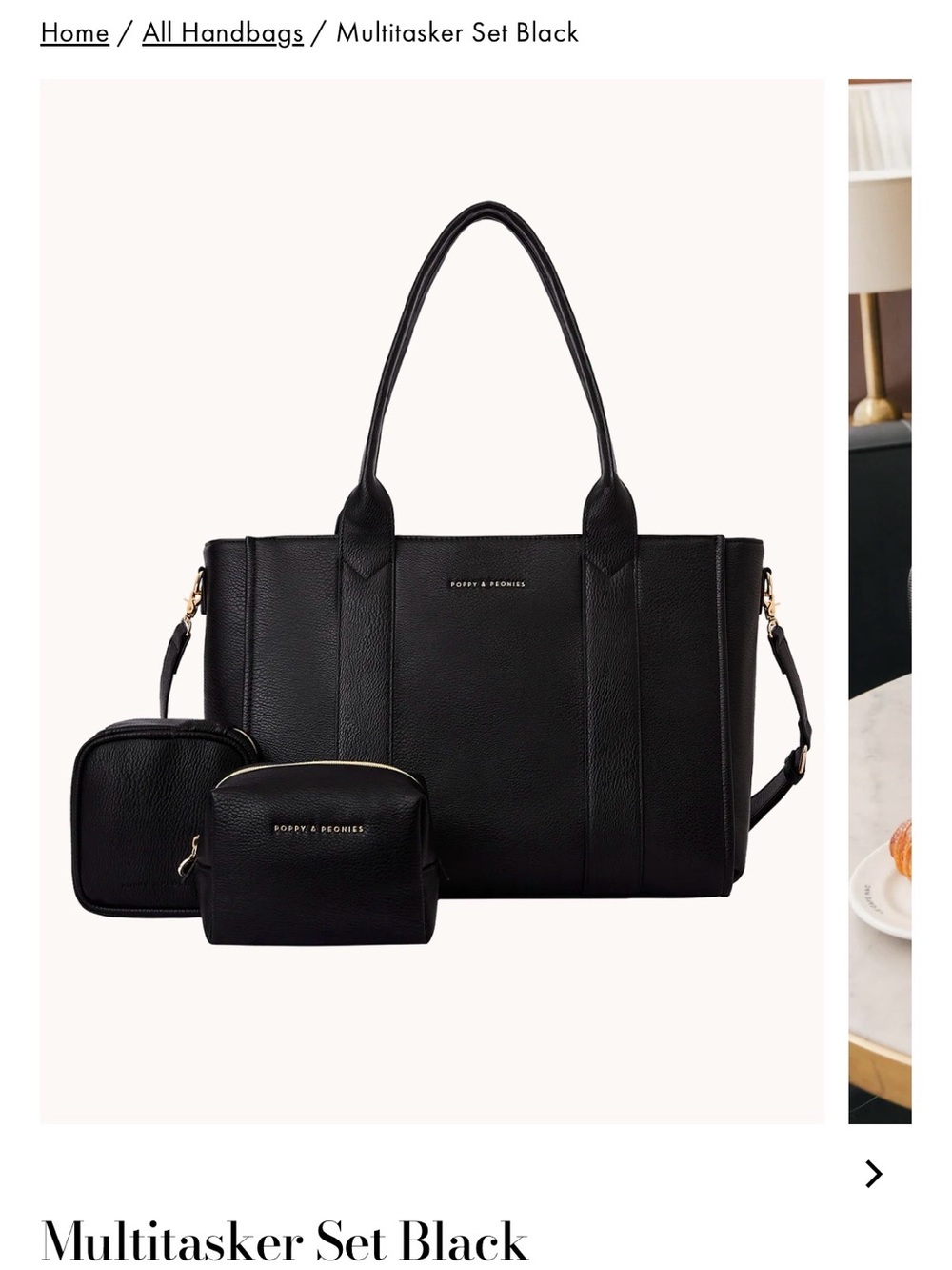 NWT Poppy & Peonies Black Multitasker Set